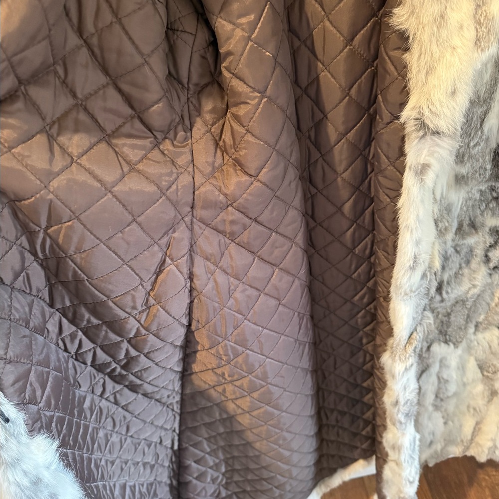 Authentic Rabbit Fur Coat with Belt - Picture 6 of 6